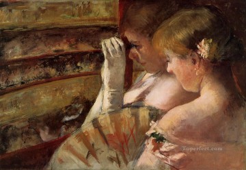 group of children Painting - A Corner of the Loge aka In the Box mothers children Mary Cassatt